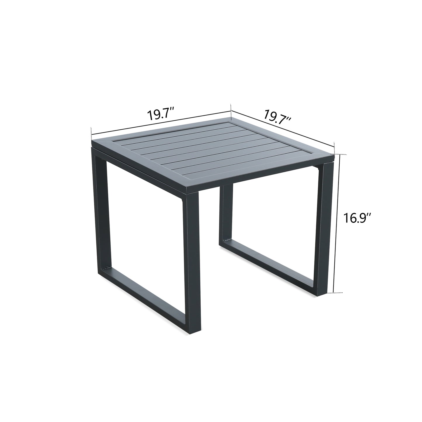 Patio Aluminum Side Table Outdoor Indoor Square End Table, Dark Grey