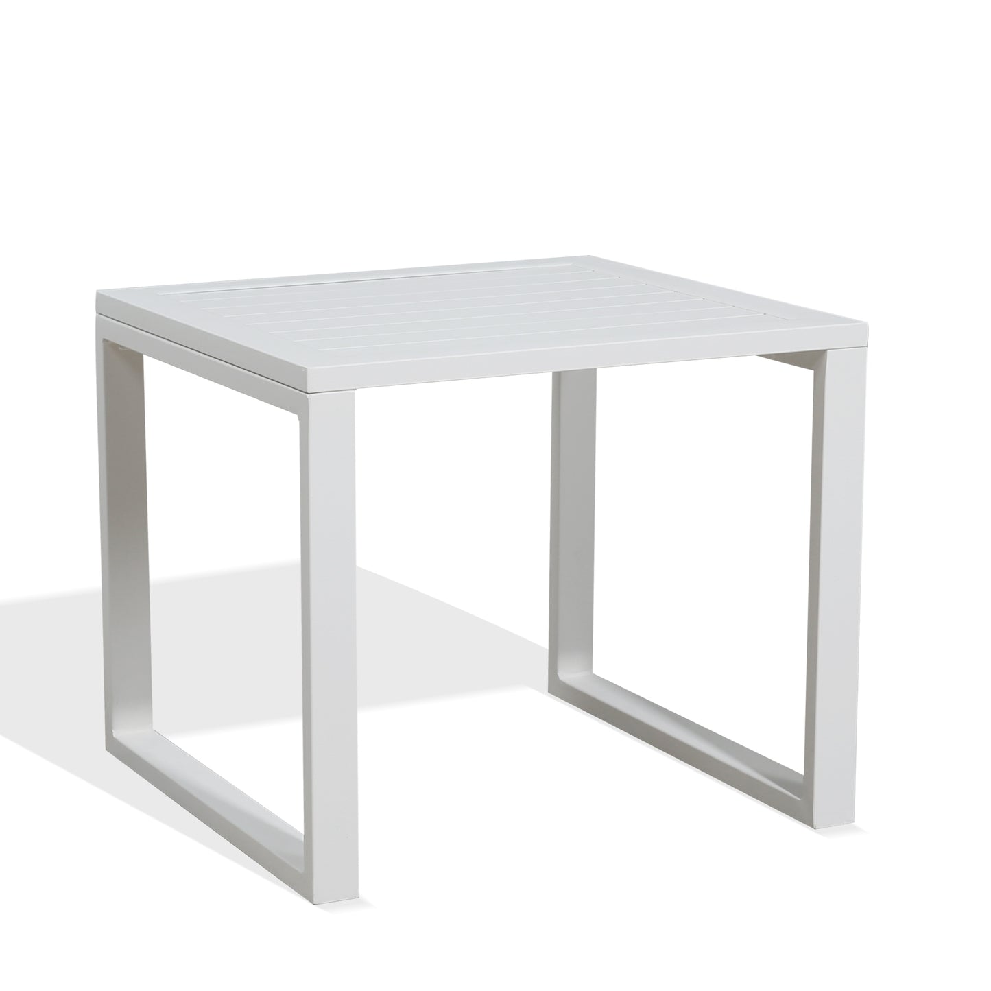 Patio Aluminum Side Table Outdoor Indoor Square End Table, White