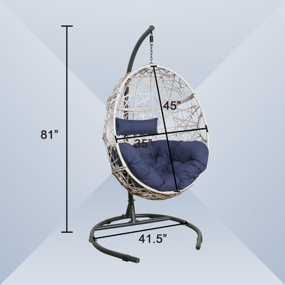 Peakhome Furnishings Swing Outdoor Patio Lounge Egg Chair with Cushion and Stand