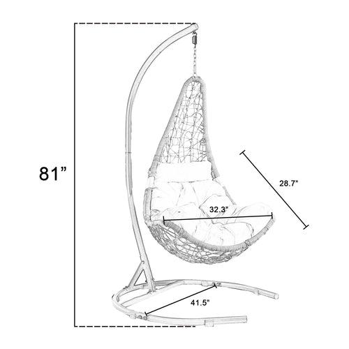 Outdoor/Indoor Wicker Hanging Basket Swing Chair Hammock Tear Drop Chair with Stand