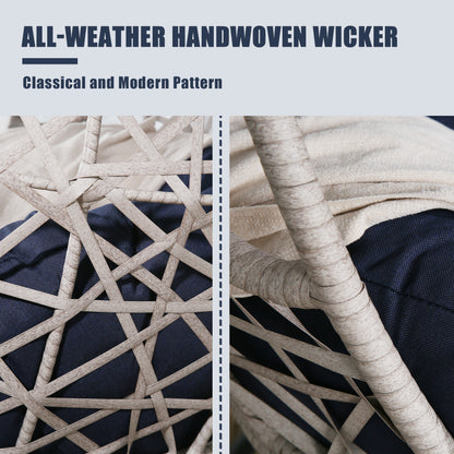 Peakhome Furnishings Swing Outdoor Patio Lounge Egg Chair with Cushion and Stand