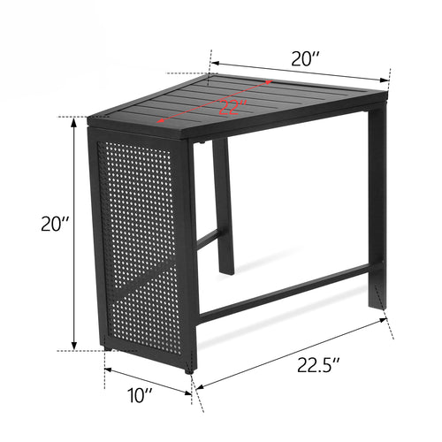 Outdoor Trapezoid Metal Side Table Patio Wedge All Weather End Table, Black