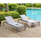 Patio Outdoor Aluminum Chaise Lounge Chair Adjustable Recliner with Wheels and Quick Dry Foam (Set of 2, Light Grey)