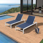 2 Pieces Outdoor Aluminum Chaise Lounge Chairs Patio Sling Sun Lounger Set Recliner with Wheels (Navy)