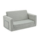Convertible 2-In-1 Flip Open Kids Loveseat/ Couch/ Sleeper Sofa （Gray Elephant）