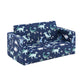 Convertible 2-In-1 Flip Open Kids Loveseat/ Couch/ Sleeper Sofa （Navy Dinosaur）