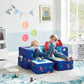 Modular Kids Loveseat/ Sleeper Sofa/ Play Set 3-in-1 Multi-Functional Toddler Convertible Flip Chair with 2 Ottomans, Blue