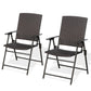 Rattan Folding Patio Dining Chairs with Armrest, Outdoor Foldable Wicker Chairs  (Set of 2)