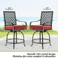 3 Pieces Metal Patio Bar Height Dining Set with Square Bar Table and Swivel Counter Stools with Cushions(Red)