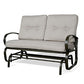 Patio Glider Bench Loveseat Outdoor Cushioed 2 Person Rocking Seating Patio Swing Chair, Beige