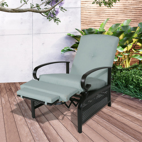 Outdoor Recliner Chair Adjustable Patio Reclining Lounge Chair with 100% Olefin Cushion (Mist)