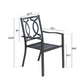 Outdoor Patio Dining Arm Chairs Steel Slat Seat Stacking Garden Chair (Set of 2)