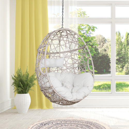 Outdoor/Indoor Wicker Hanging Basket Swing Chair Tear Drop Egg Chair with Cushion