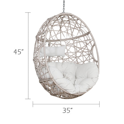 Peakhome Furnishings Outdoor/Indoor Wicker Hanging Basket Egg Chair with Cushion