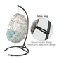 Outdoor Patio Wicker Hanging Basket Swing Chair Tear Drop Egg Chair with Cushion and Stand (Blue)