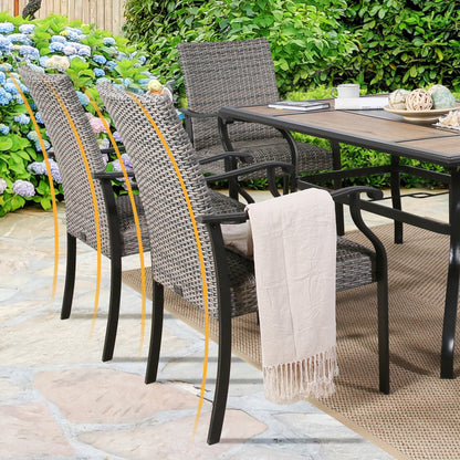 PEAKHOME Pavane 2-Piece Patio Wicker Dining Chair Set Padded with Quick Dry Foam