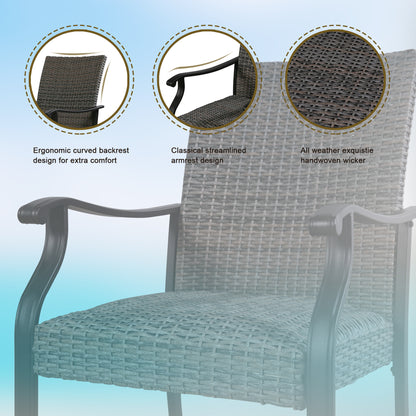 PEAKHOME Pavane 2-Piece Patio Wicker Dining Chair Set Padded with Quick Dry Foam