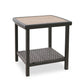 Patio Steel Side Table Outdoor Wicker End Table Coffee Table with Alucobond Top