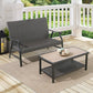 Patio Steel Coffee Table Outdoor Wicker End Table Side Table with Alucobond Top
