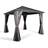 PATIO TREE 10x10 Metal Gazebo with Hardtop, Curtain, Mosquito Netting And Ceiling Hook
