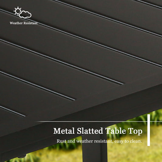 Outdoor Trapezoid Metal Side Table Patio Wedge All Weather End Table, Black