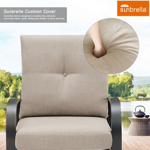 Chamber 3 Pieces Aluminum Patio Conversation Set with Sunbrella® Cushions