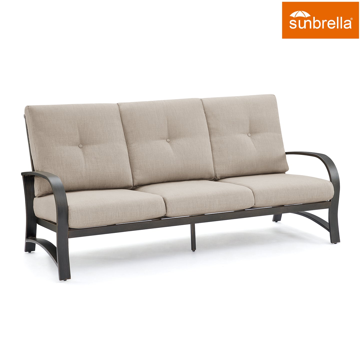 Outdoor/Indoor Aluminum 3-Seater Patio Conversation Sofa with Sunbrella Cushions