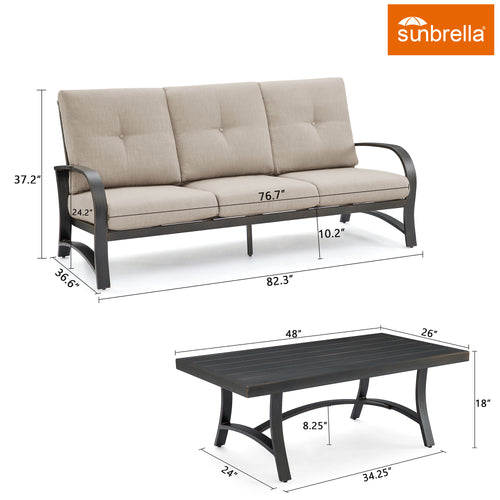Chamber 2 Pieces Aluminum Patio Conversation Set with Sunbrella® Cushions
