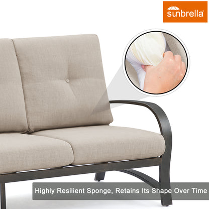 OPEN BOX I Chamber Aluminum 3-Seater Patio Sofa with Sunbrella® Cushions