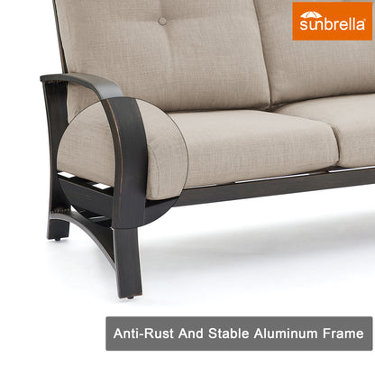 OPEN BOX I Chamber Aluminum 3-Seater Patio Sofa with Sunbrella® Cushions