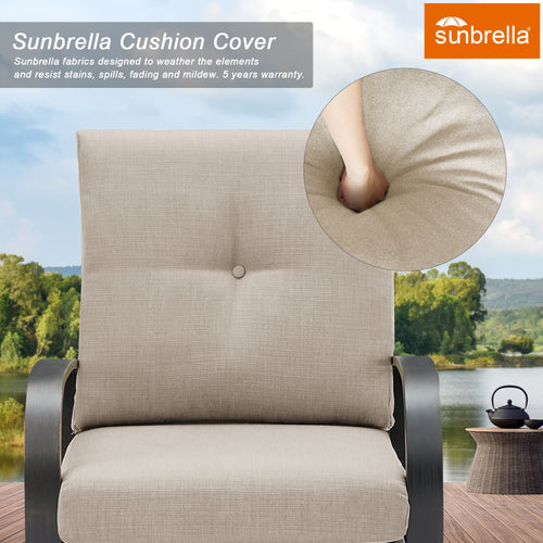 Chamber 3 Pieces Outdoor Aluminum Conversation Sofa Sets with Sunbrella® Cushions