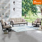 3 Pieces Outdoor/Indoor Patio Aluminum Swivel Conversation Seating Group with Sunbrella Cushions for 5 Person