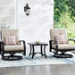 3 Pieces Outdoor/Indoor Aluminum Patio Conversation Set with Swivel Club Chairs , Sunbrella Cushions and Side Table