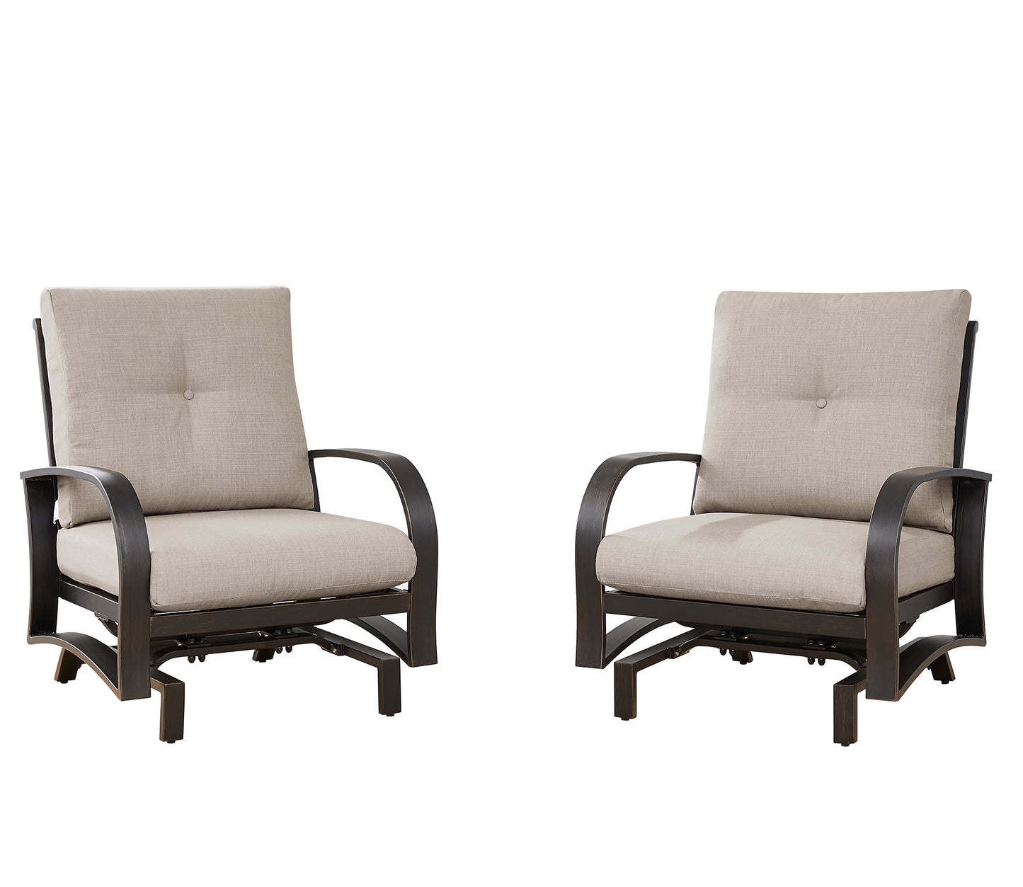 2 Pieces Outdoor/Indoor Aluminum Motion Rocking Chairs Patio Club Chairs with Sunbrella Cushions