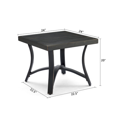 Chamber Patio Aluminum Square End Table with Half Arc Bottom