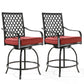 2 Pieces Patio Swivel Counter Bar Stools with Olefin Cushions and Armrest(Red)