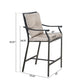 2 Pieces Patio Bar Stools Outdoor Metal Bar Height Bistro Chairs with Beige Seat and Back Cushions