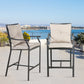 2 Pieces Patio Bar Stools Outdoor Metal Bar Height Bistro Chairs with Beige Seat and Back Cushions