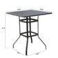 Patio Square Steel Bar Table Outdoor Counter Height Dining Table with Woodiness Grains Tabletop