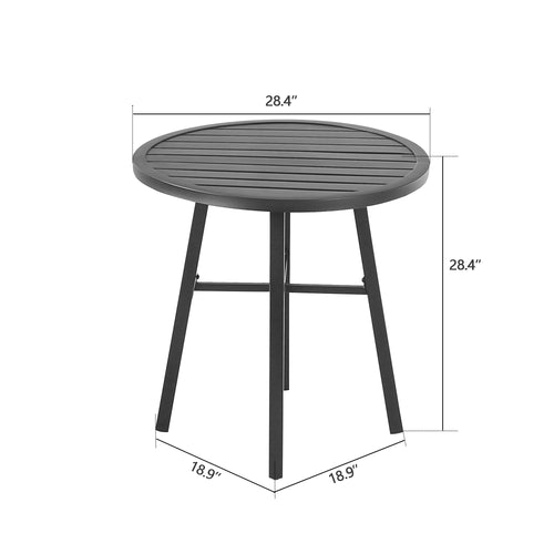 Patio Outdoor Round Metal Dining Table Indoor Retro Bistro Side Table, Conversation Table, Black