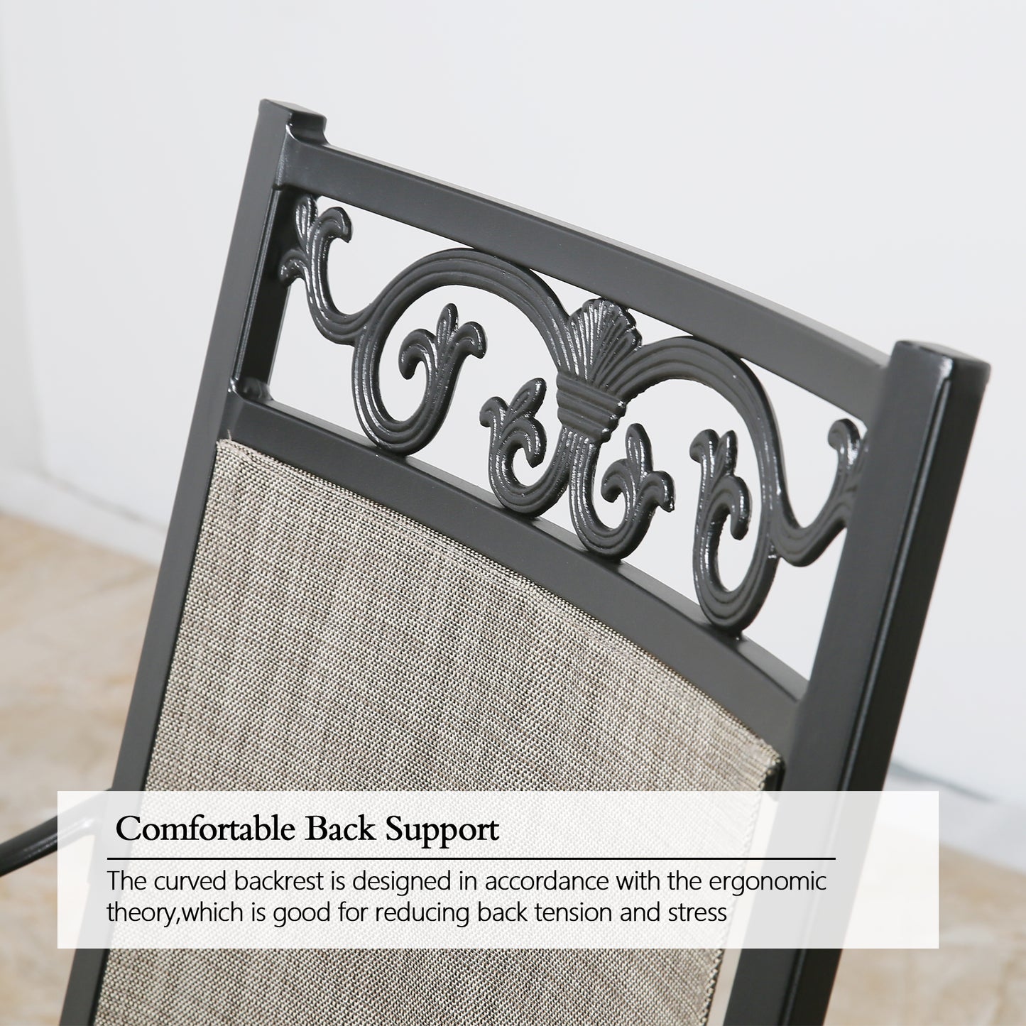 PEAKHOME Cast Aluminum Patio Swivel Dining Chairs Outdoor Slight Rocking Chairs with Textilene Sling Seat and Back