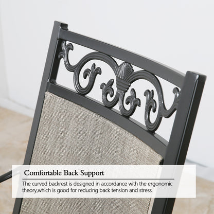 PEAKHOME Cast Aluminum Patio Swivel Dining Chairs Outdoor Slight Rocking Chairs with Textilene Sling Seat and Back