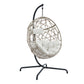 Patio Wicker Hanging Basket Swing Chair Indoor Outdoor Rattan Teardrop Chair Hammock Egg Chair with Stand and Cushion(Beige)
