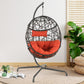 Patio Outdoor Indoor Rattan Hanging Basket Swing Chair with Stand and Cushion, Red
