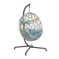 Patio Wicker Hanging Basket Swing Chair Indoor Outdoor Rattan Teardrop Chair Hammock Egg Chair with Stand and Cushion (Mist)