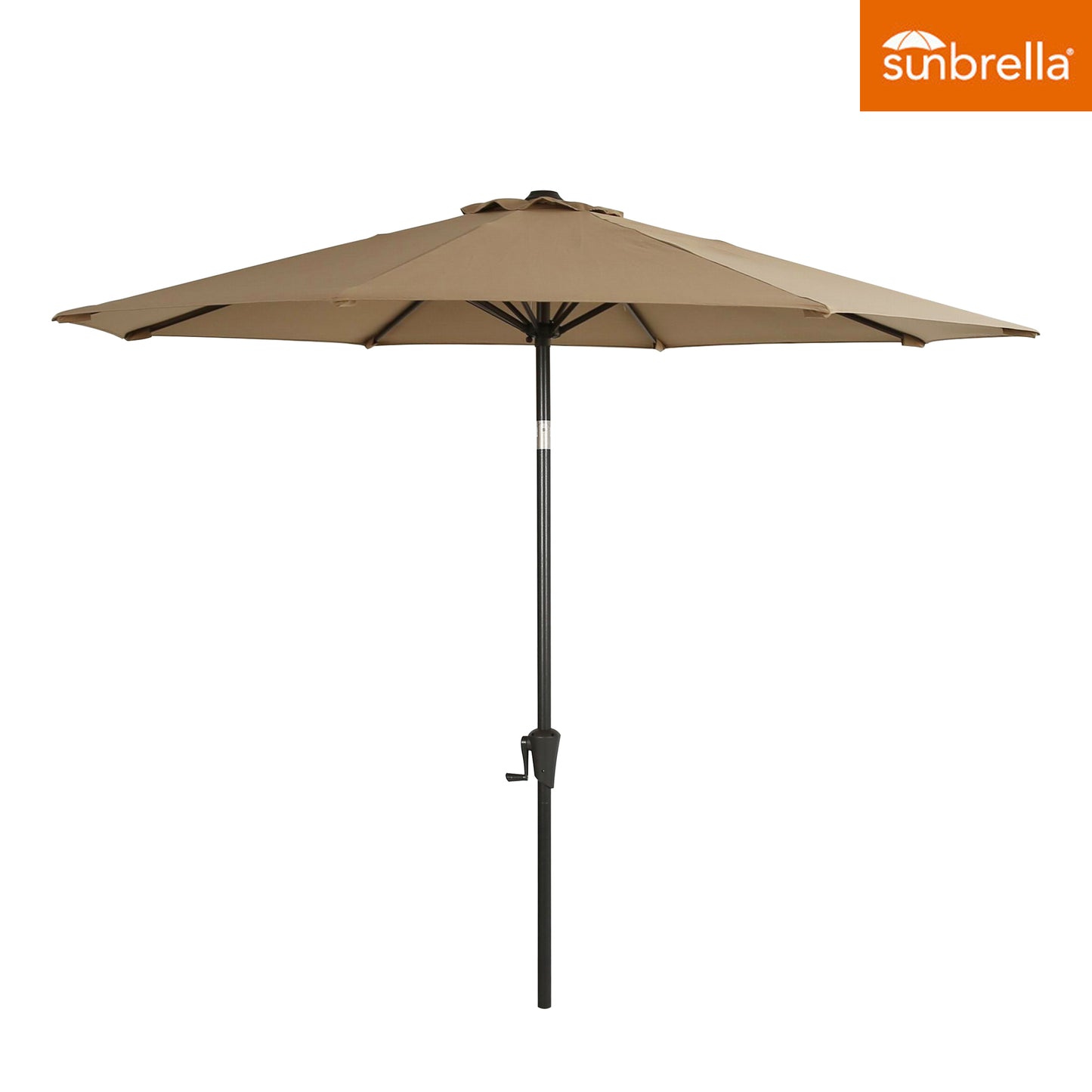 9 Ft Outdoor Umbrella Patio Market Umbrella Aluminum with Push Button Tilt&Crank, Sunbrella Fabric, Heather Beige