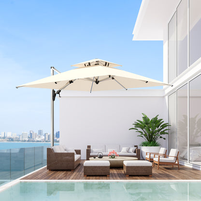 PATIO TREE Milano 10ft Square Cantilever Umbrella Double Top