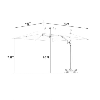 PATIO TREE Milano 10ft Square Cantilever Umbrella Double Top