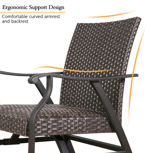 Pavane 2-Piece Patio Rattan Motion Rocking Ding Chairs Padded with Dry Quick Foam