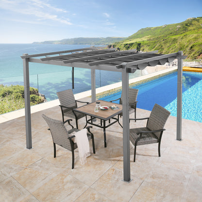 Peakhome Furnishings 10Ft x 10Ft Patio Retractable Pergola